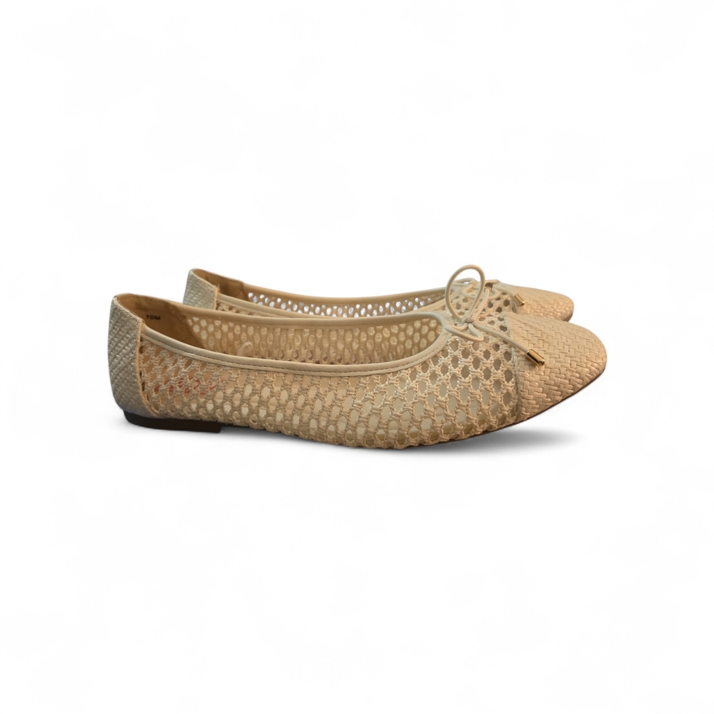Pop Beige Woven Flats with Bow